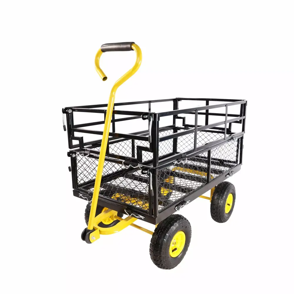 550 Pounds Capacity Heavy Duty Tool Truck 2 Tiers and PU Wheels Yard Farm Wagon Dump Cart L
