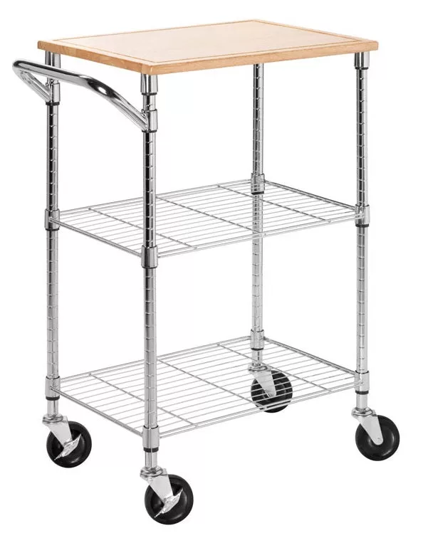 Honey Can Do SHF-01607 Rolling Cart Silver Chrome Mobile Utility Cart