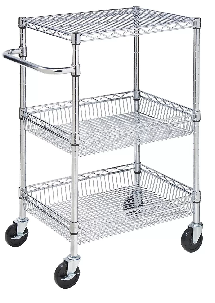 Honey Can Do Silver Chrome Rolling Cart CRT-01451