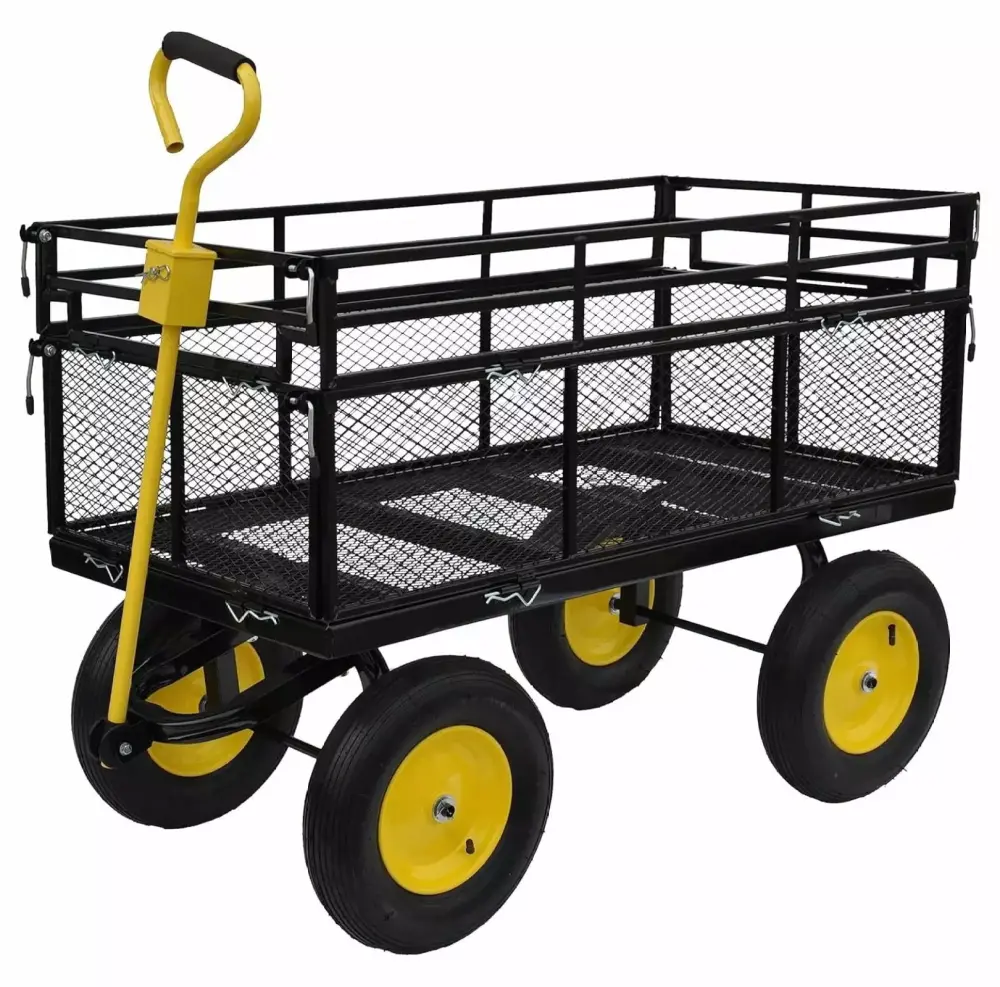 Large Steel Multifunctional Garden Cart Four Detachable Double Side Plates Farm and Warehouse Use