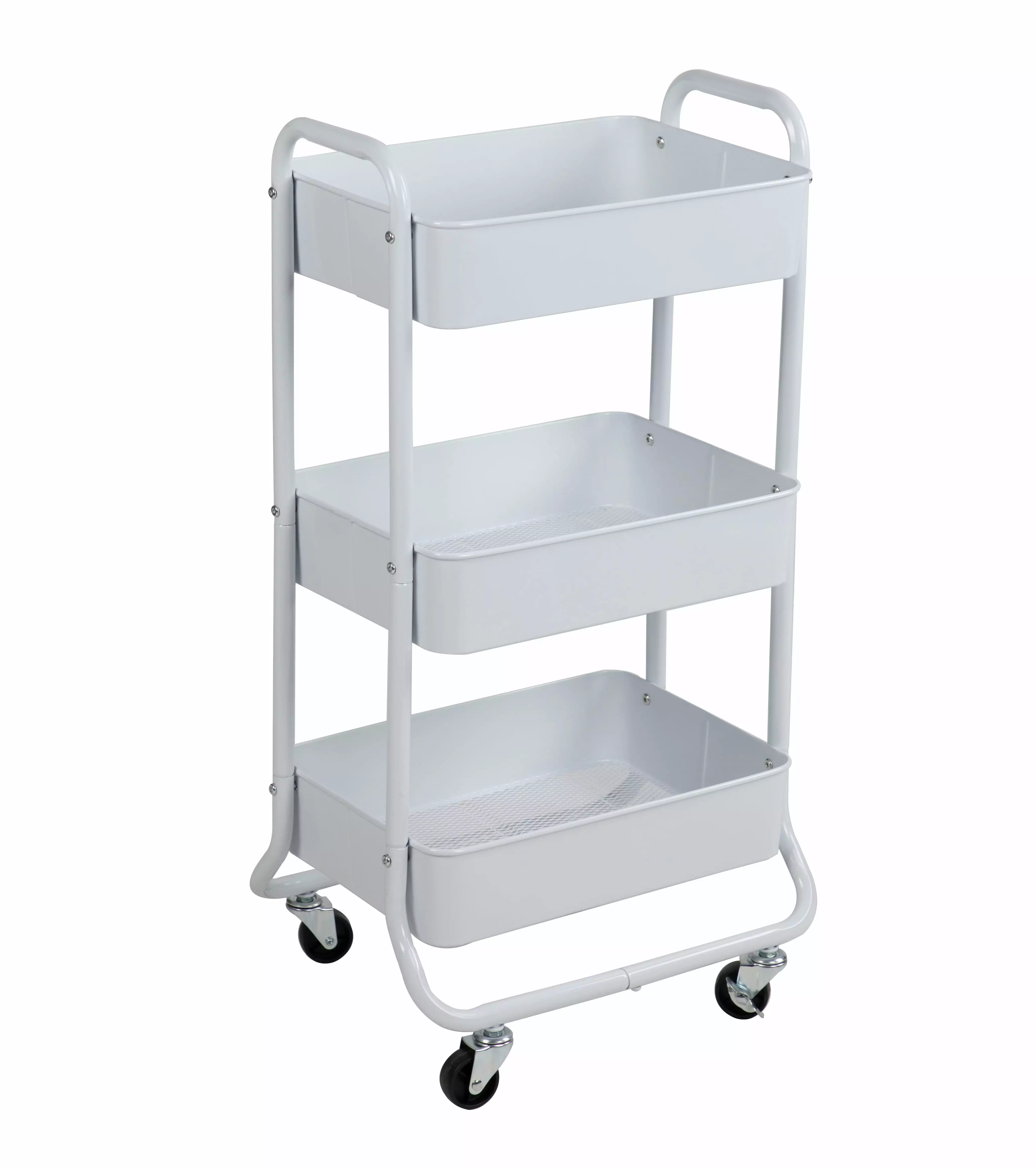 Mainstays 3 Tier Metal Utility Cart Arctic White Laundry Baskets Easy Rolling Adult and Child
