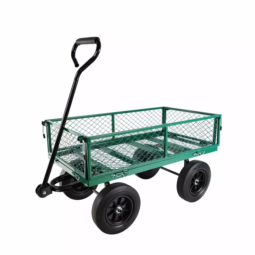 Easy Transport Green Solid Wheels Wagon Cart Firewood Helper Tools Garden and Truck Use