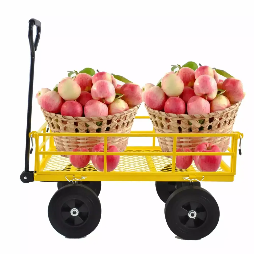 ZJbiubiuHome Tools Cart Wagon Garden Truck Transporting Firewood Plants Yellow