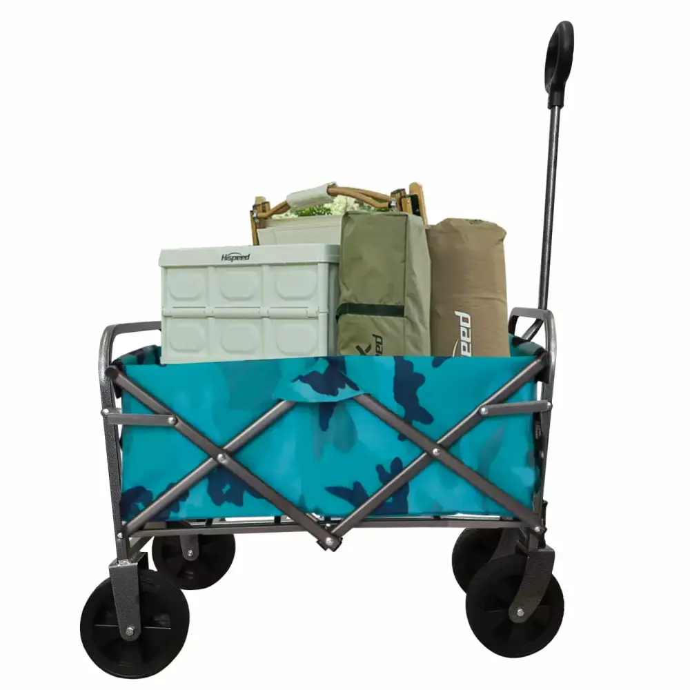 Collapsible Folding Utility Wagon Cart Storage Bag Anti-Steel Frame Travel-friendly Hand Cart Rolling Wheels Ergonomic Handle