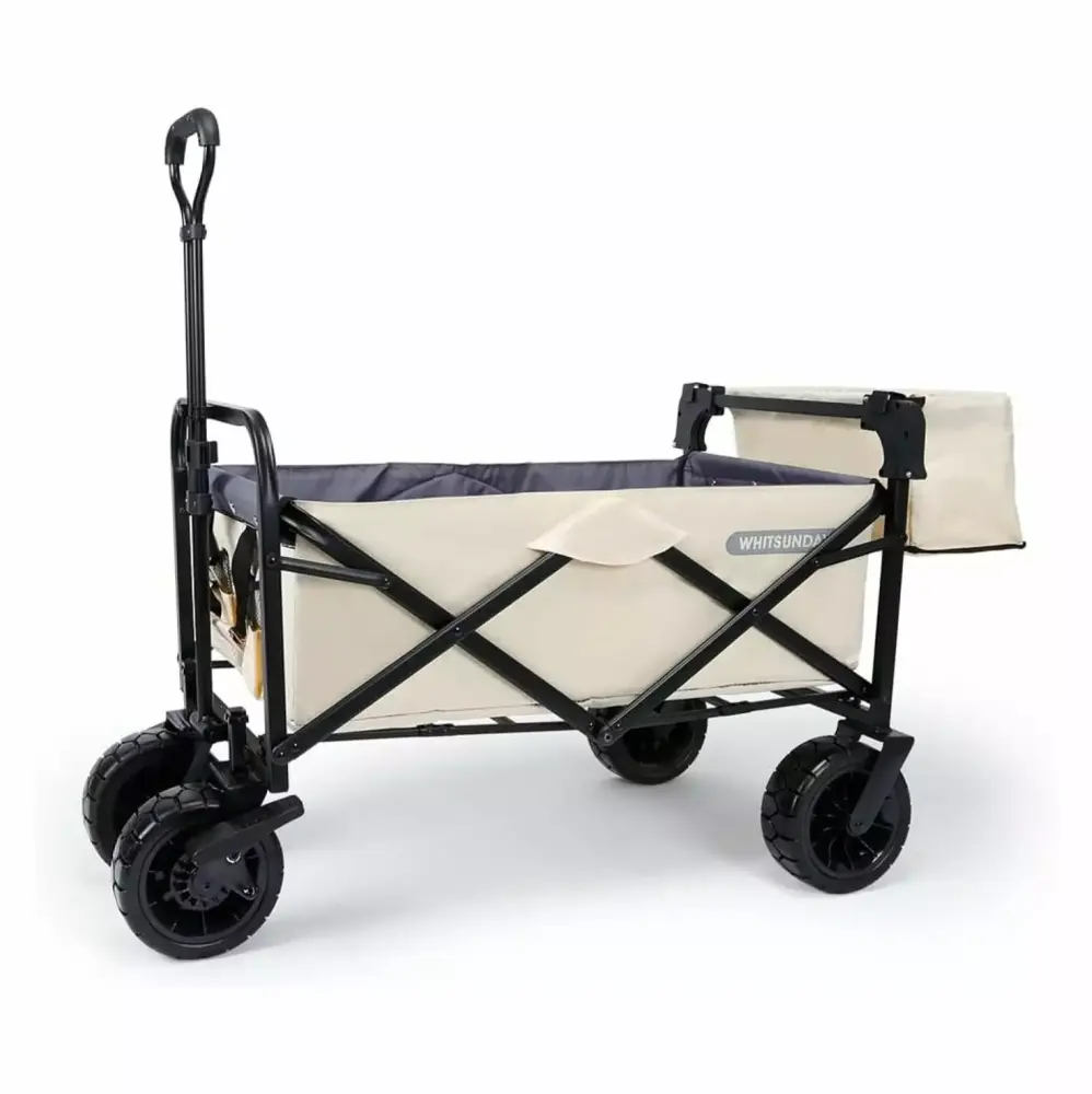 ZanQee Collapsible Folding Garden Outdoor Park Utility Wagon Picnic Camping Cart Bearing and Brake 8 All Wheels Rear Stora...