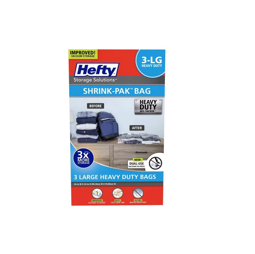 Hefty HFT-7046463-2 Shrink-Pak Vacuum Cube Storage Bags Space Saving