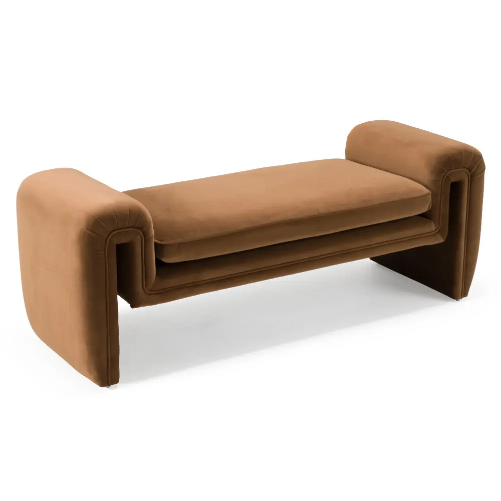 Divani Casa Bentley - Modern Chocolate Velvet Bench 6 Drawers