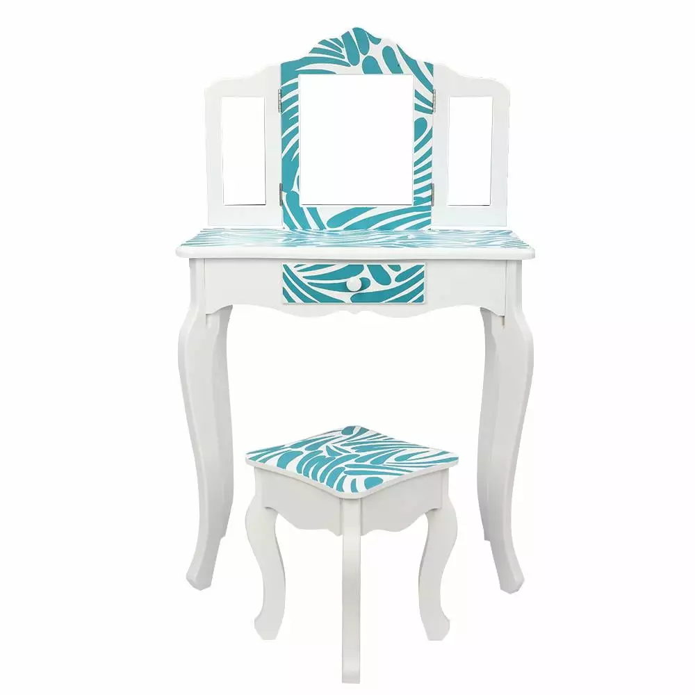 iTopRoad Kids Vanity Dressing Table and Stool Set 3 Mirrors Pretend Play FCH