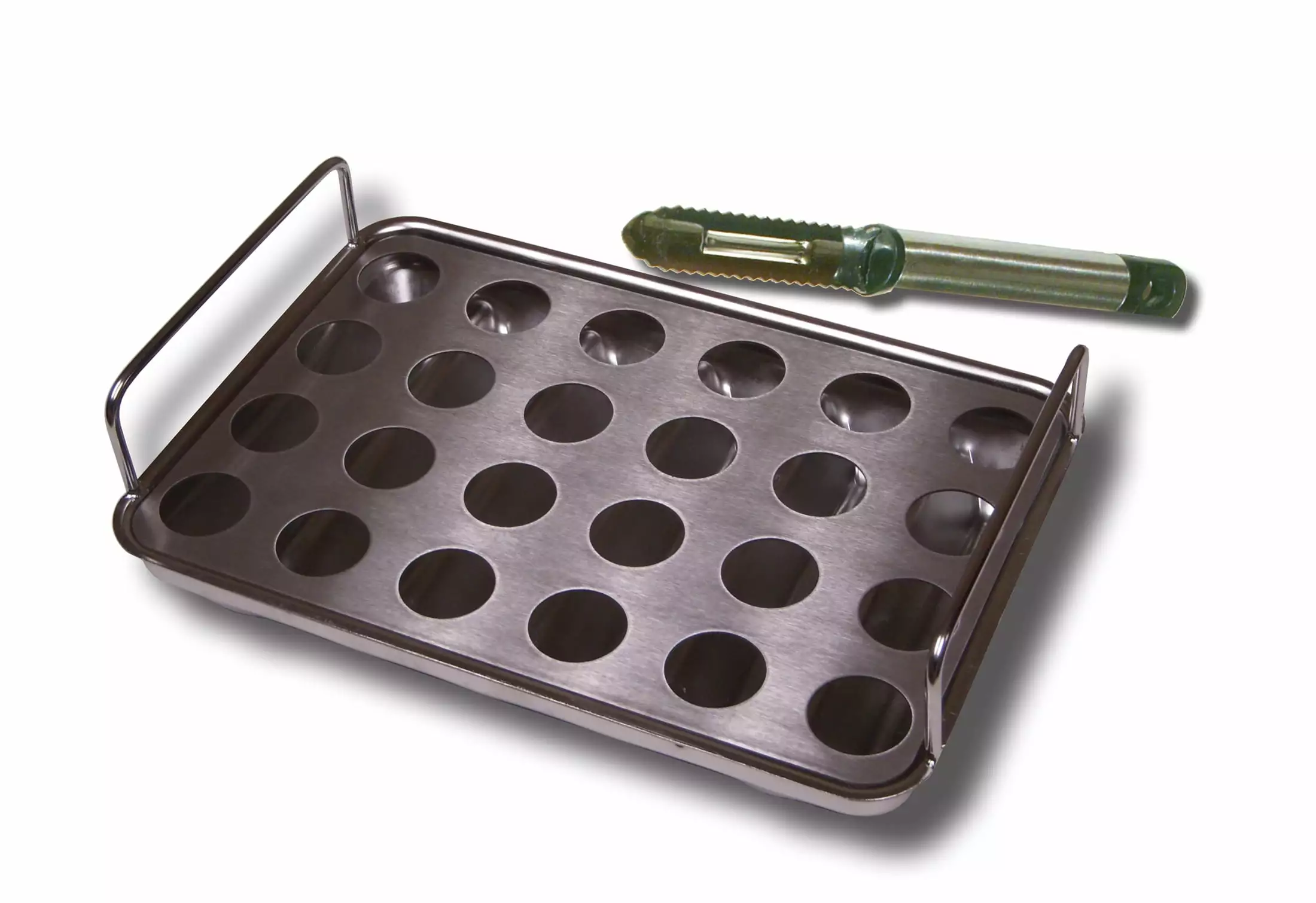 King Kooker Stainless Steel 24 Hole Jalapeno Rack and Jalapeno Corer Model 24VJR