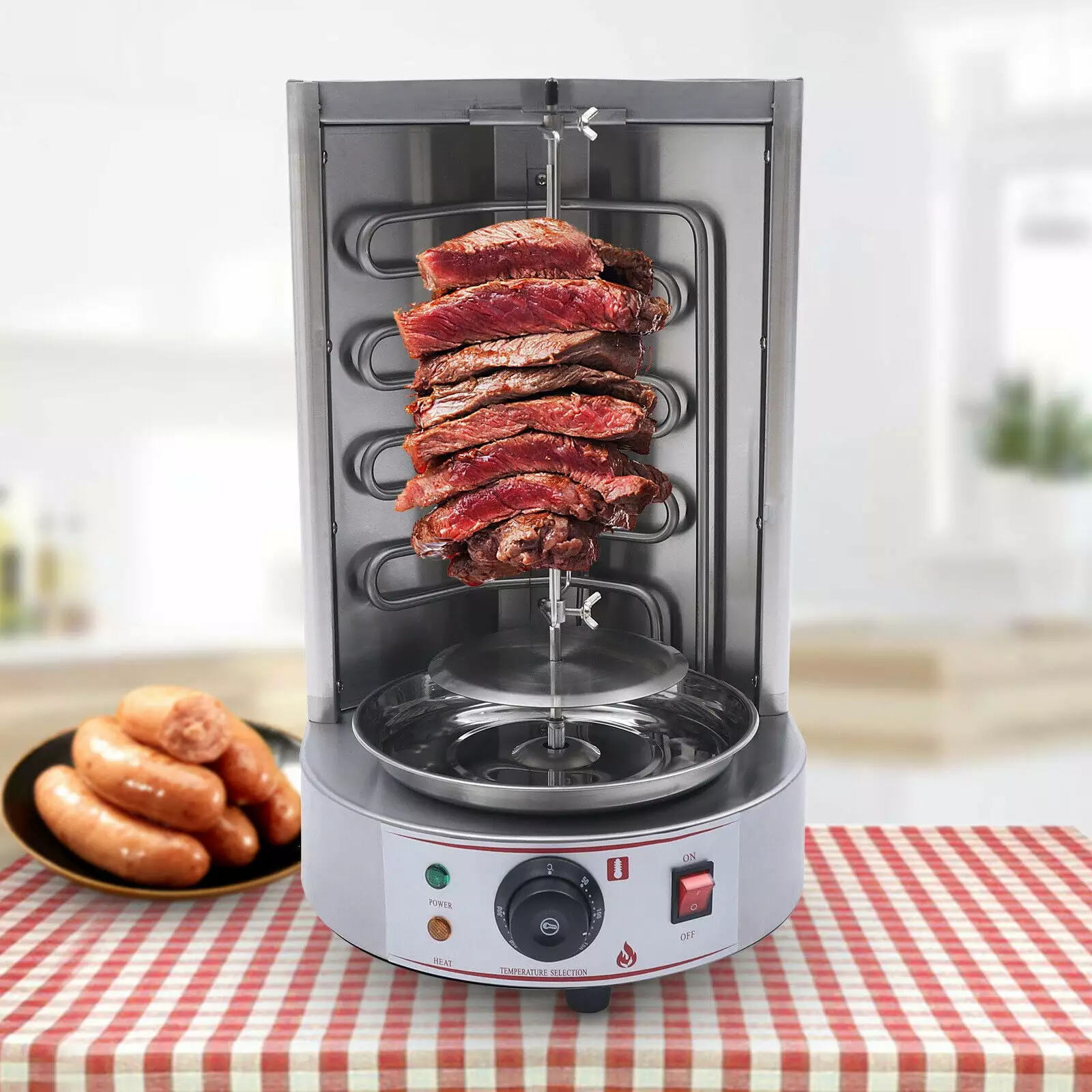 Miumaeov 110v Stainless Steel Electric Vertical Grill Machine Doner Kebab Mini Gyro Machine