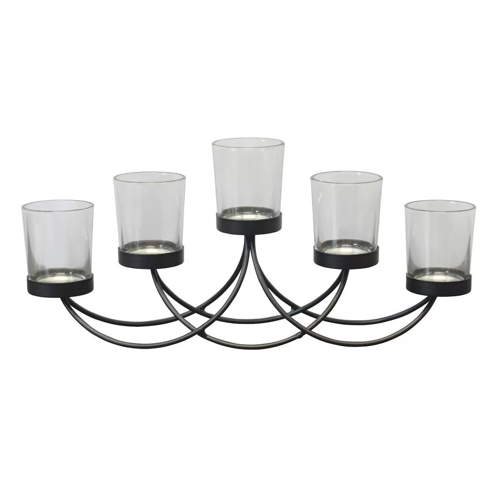 Stonebriar Collection Black Metal 5-Votive Candle Holder Centerpiece