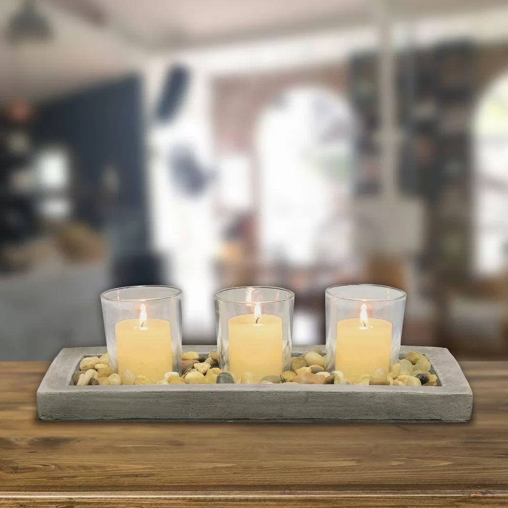 Stonebriar Collection 5 . D Votive Candle Holder Set Tray