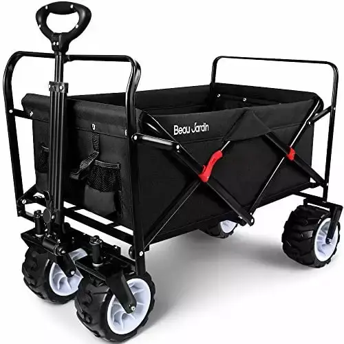 Beau Jardin Folding Wagon Cart 300 Pound Capacity and All-Terrain Wheels Outdoor Use