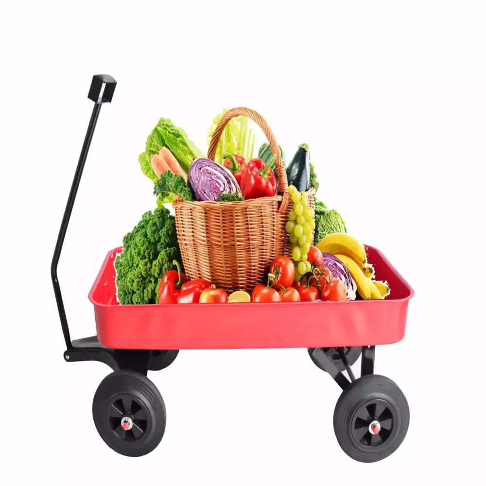 ZJbiubiuHome Outdoor Wagon All Terrain Pulling Air Tires - Children Kid Garden Cart