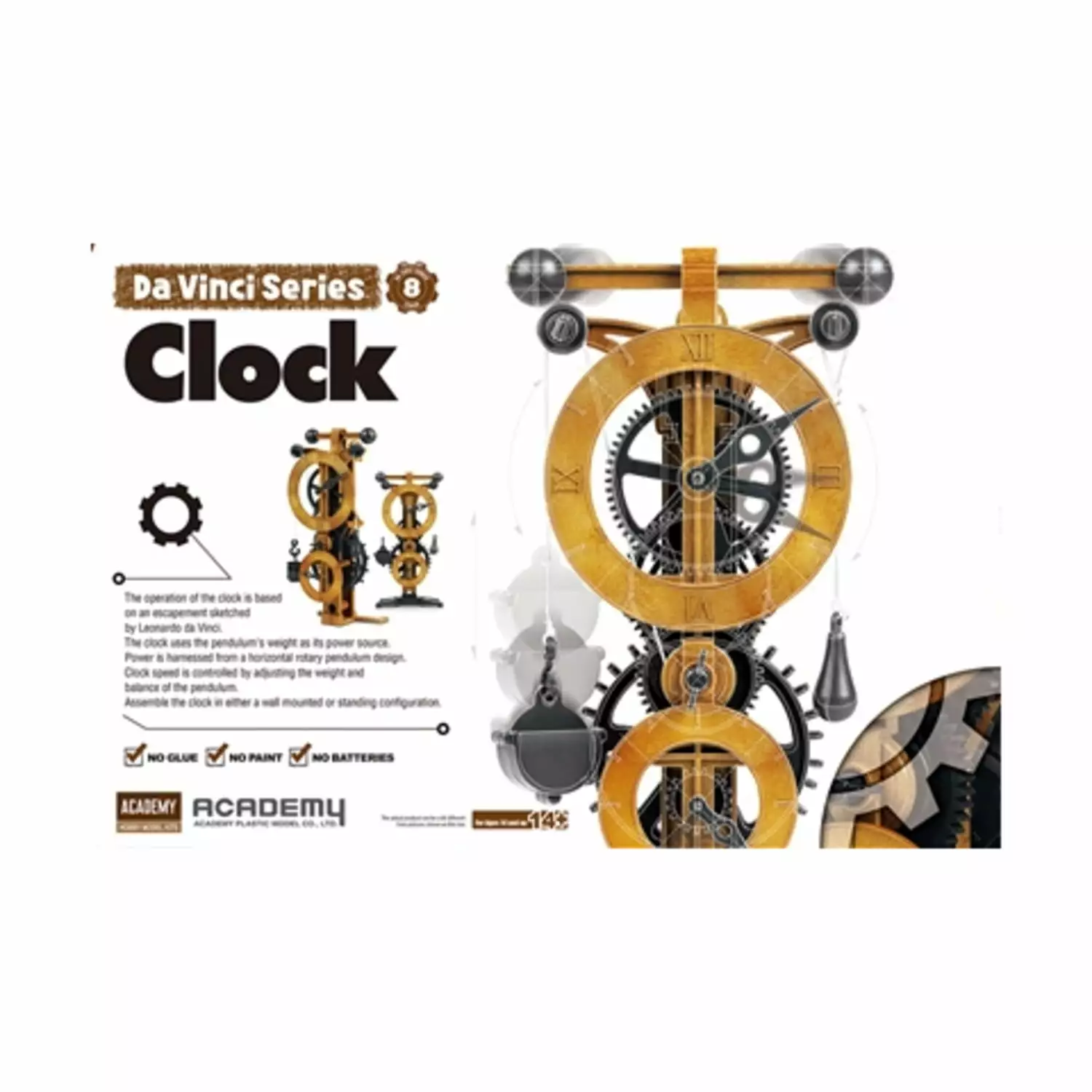 Academy da Vinci Multi-Colored Clock Unique Home Decor Academy Plastic