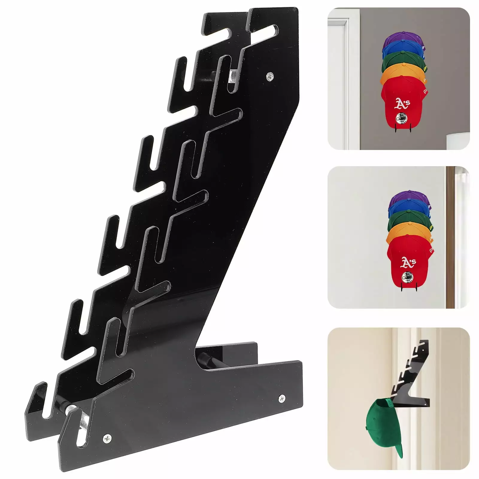 Wall Mounted Baseball Cap Holder Rack 14 Caps No Installation Required Bbanquetan