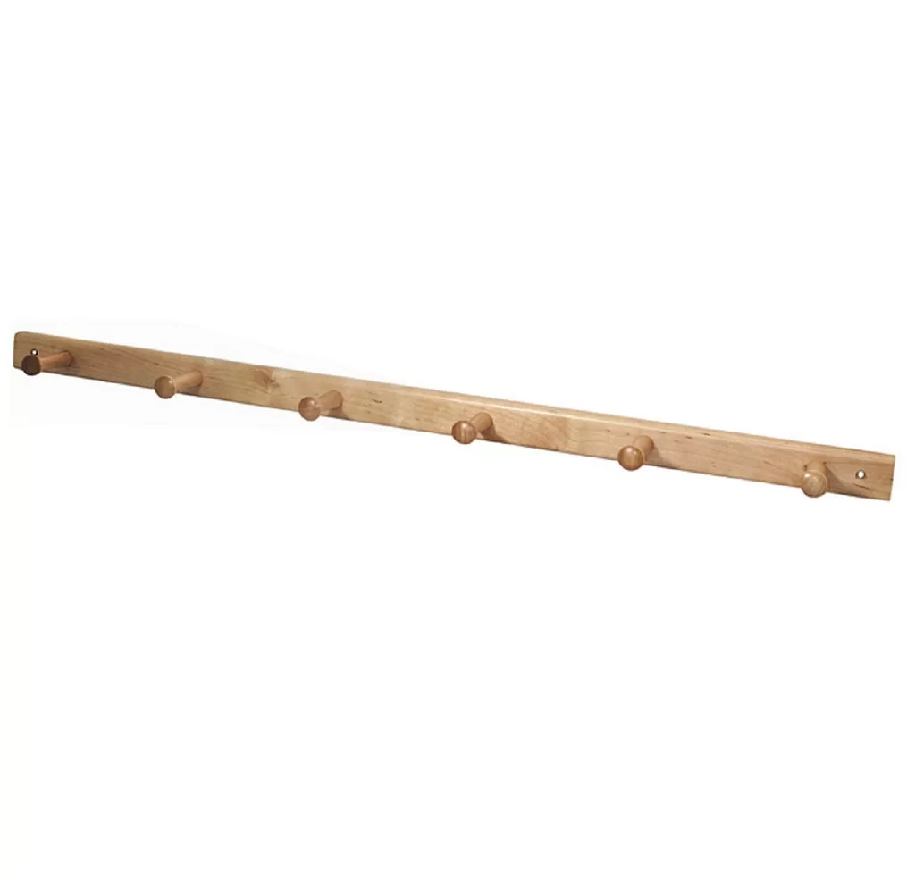 InterDesign 91528 6 Peg Wood Rack Natural Lacquer Organizing
