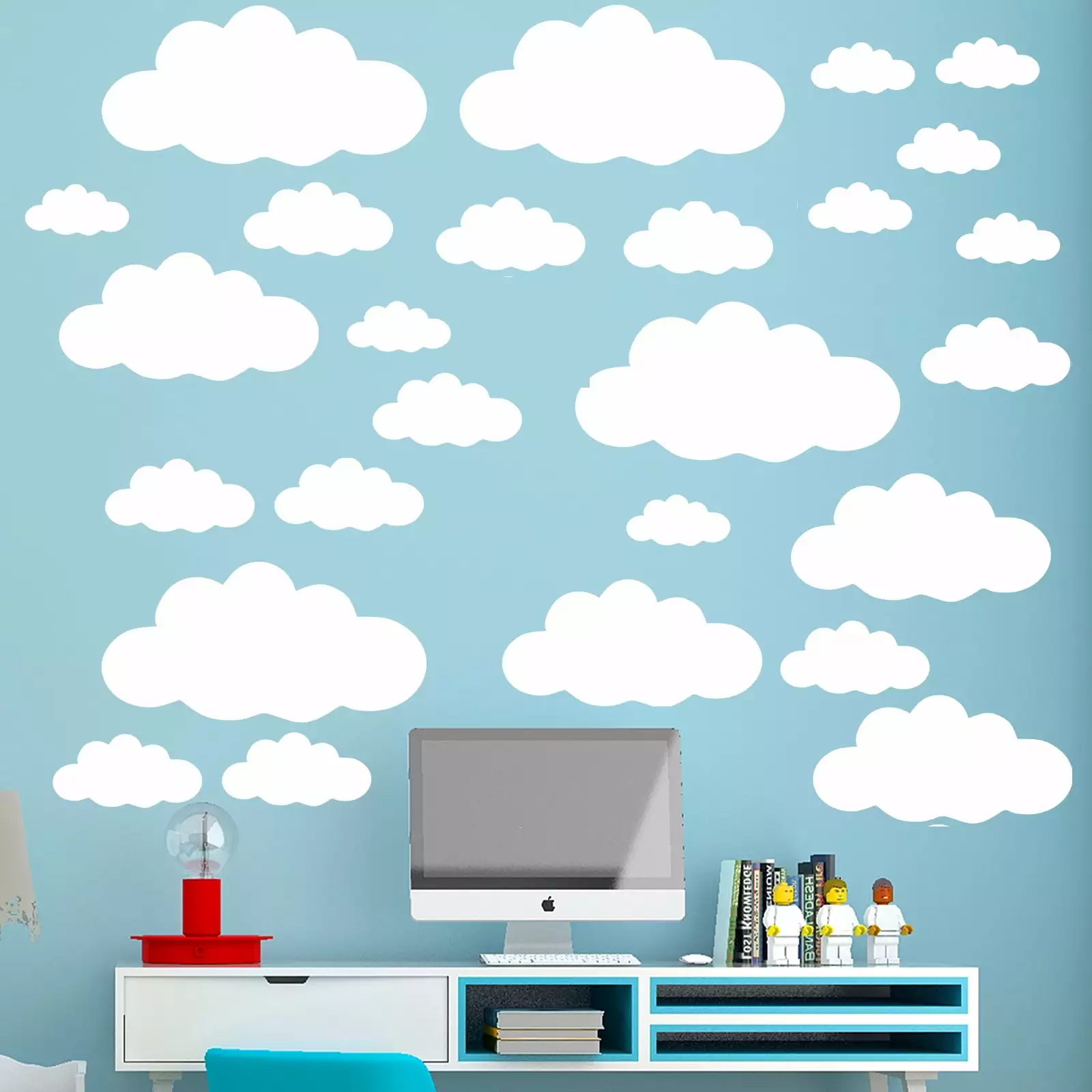 Big White Clouds Wall Stickers 31Pcs Mixing Size Kids Bedroom Home Decor Vinyl Cloud Mural Decals Sticker Baby Nursery Roo...