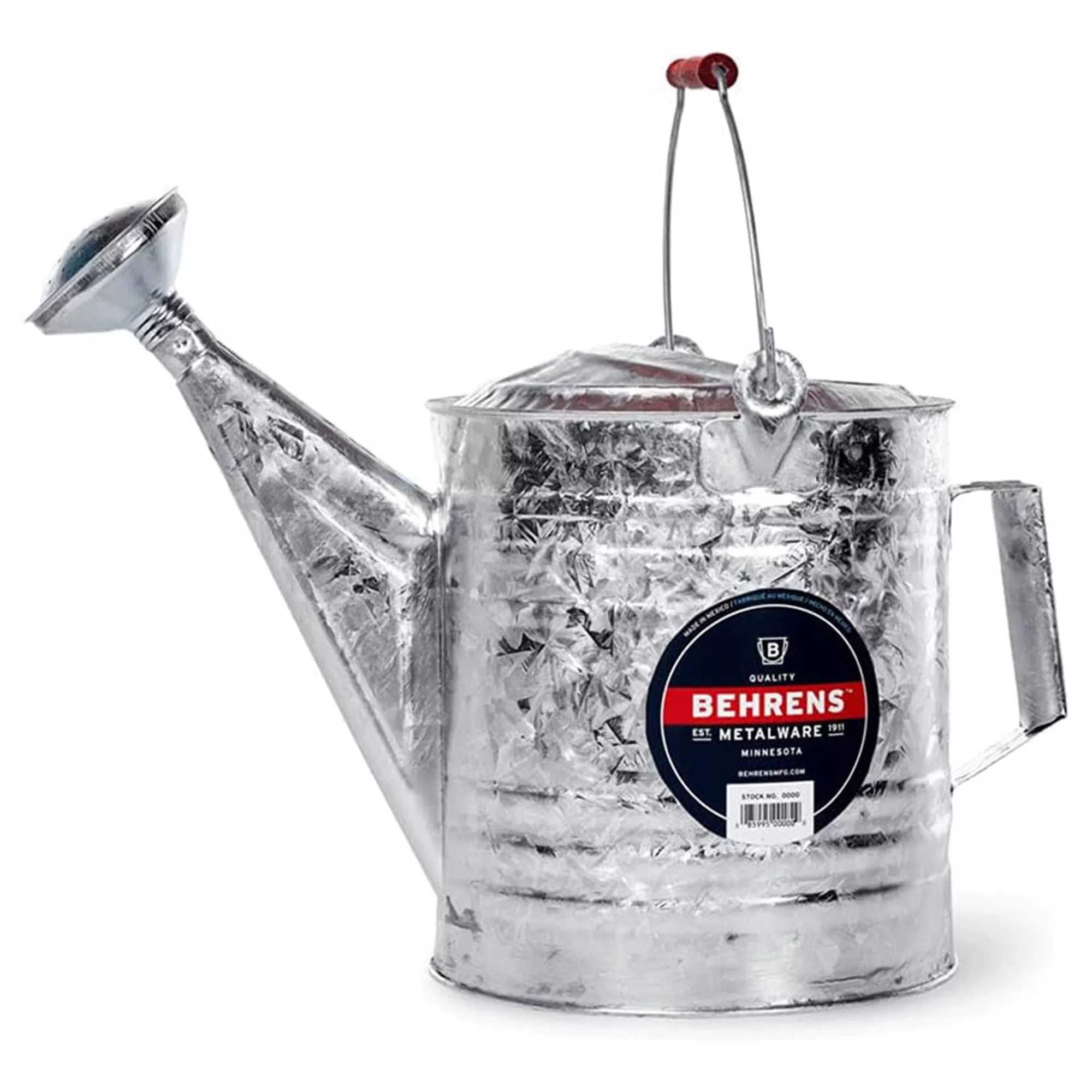 Behrens 2.5 Gallon Weatherproof Hot Dipped Steel Watering Can Wooden Handle Outdoor