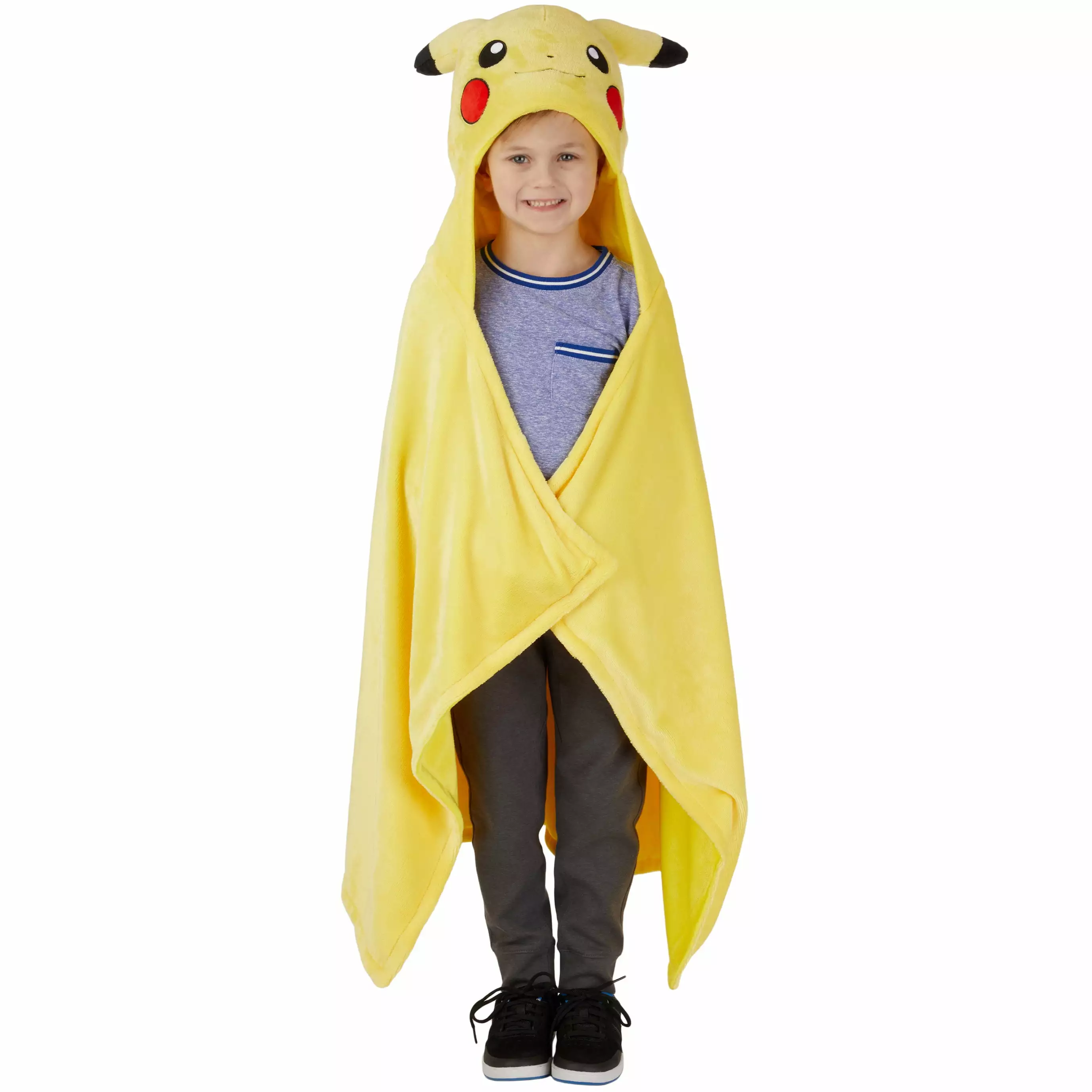 Pokemon Pikachu Kids Hooded Throw Wearable Plush Yellow