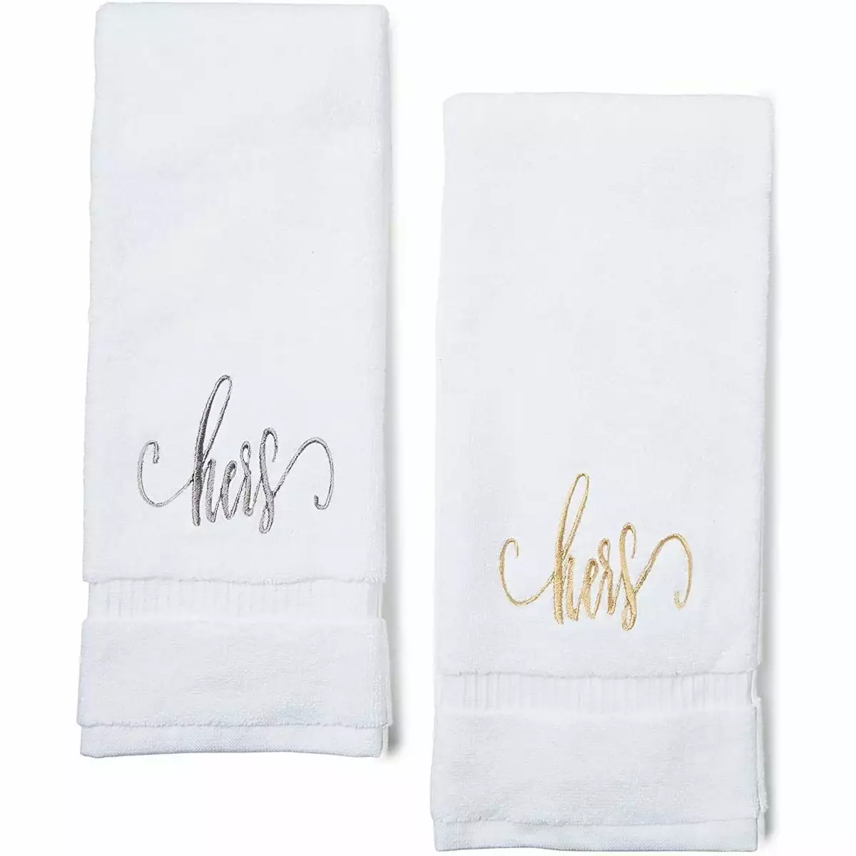 Hers and Hers Monogrammed Hand Towels Set 2 - Wedding Gift Lesbian Couples 16x30 Inches Juvale