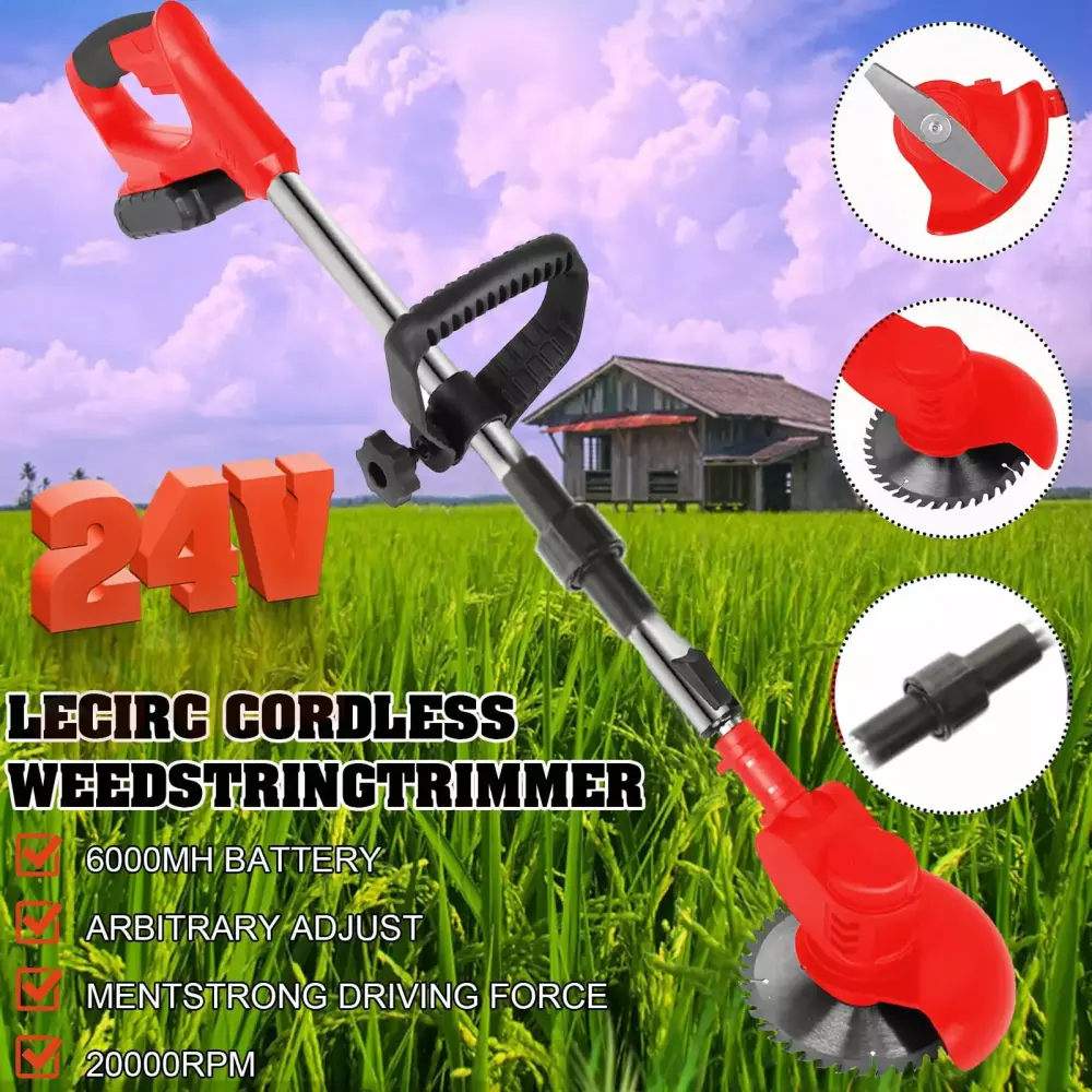 Wharick 24V Cordless Weed Eater Electric Grass Edger 2 Batteries Lawn Pruning