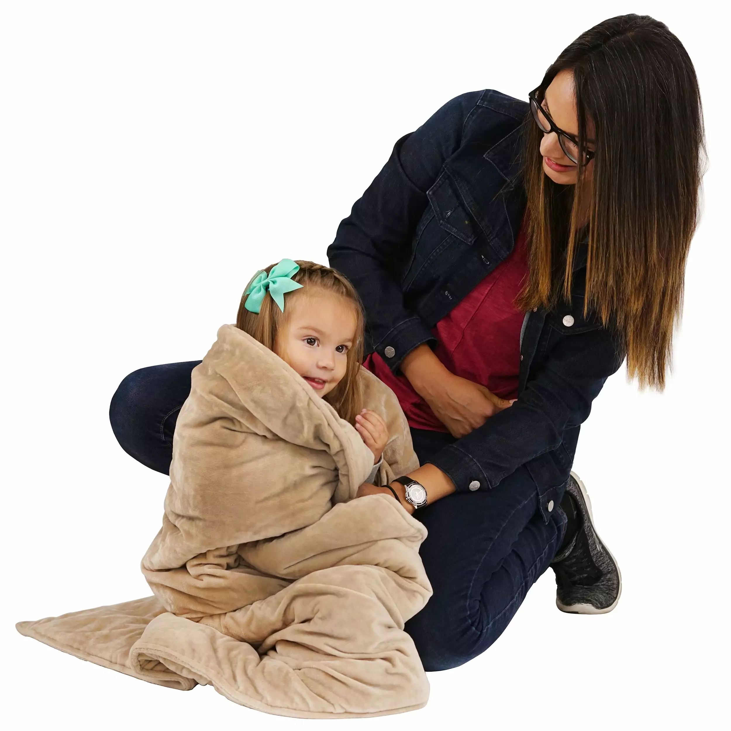 ZooVaa Weighted Blanket Throw Glass Beads Kids and Adults Soft Minky 5lbs 3ft x 4ft Khaki