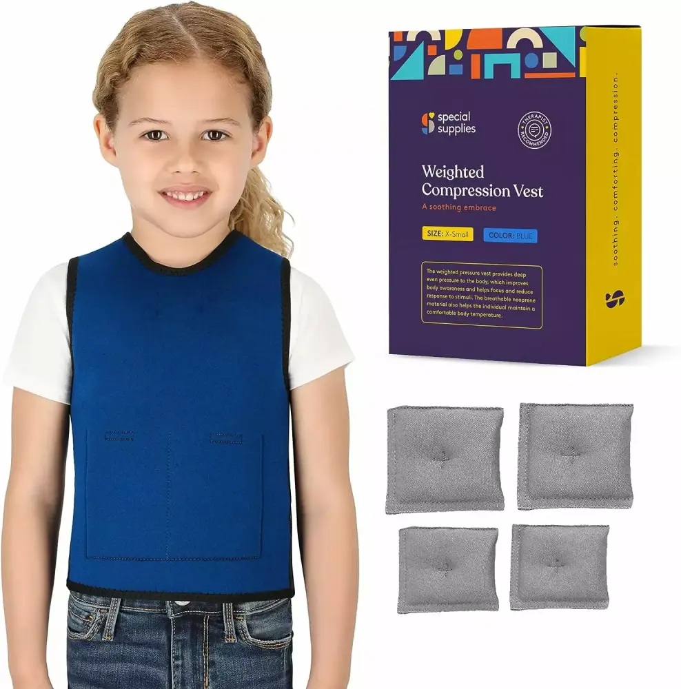 Special Supplies Weighted Sensory Compression Vest Kids ADHD Autism - X-Small 14x24 inches