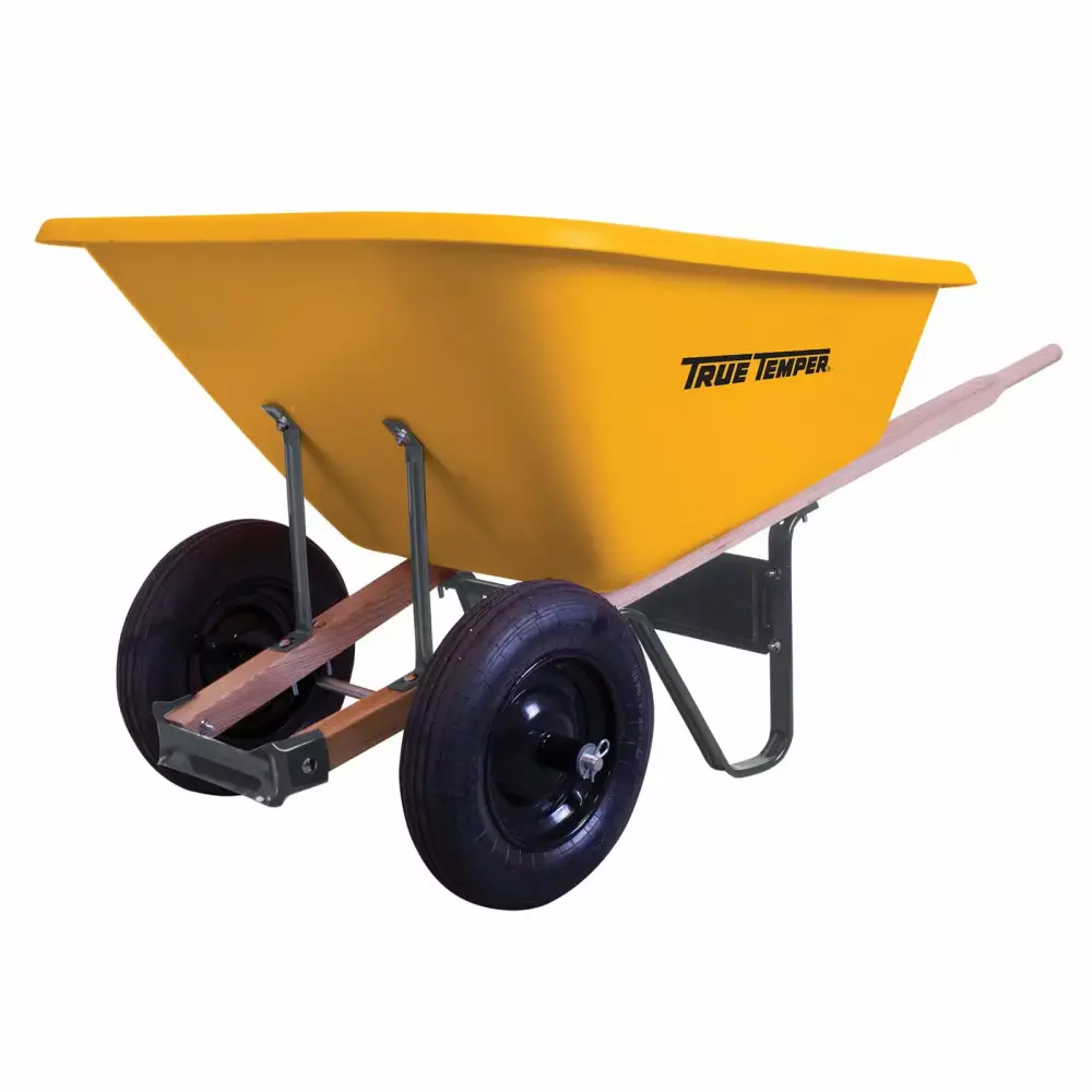 True Temper RP812 Poly Wheelbarrow 8-Cu. Ft Heavy Duty Construction Wheelbarrow 30