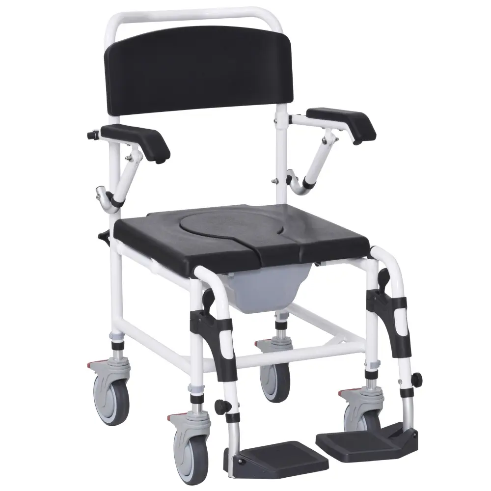 Accessibility Commode Wheelchair Rolling Shower Chair 4 Casters Elderly aosom business