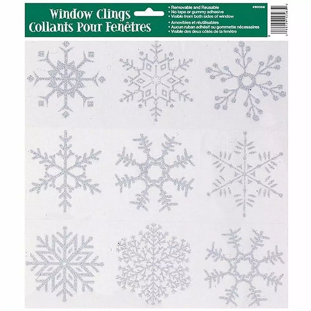 Glitter Snowflakes Holiday Window Cling Sheet Christmas Winter Decor Unique Industries