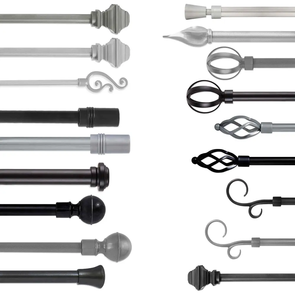 Assorted Lengthenable Curtain Rods, 66" to 120"