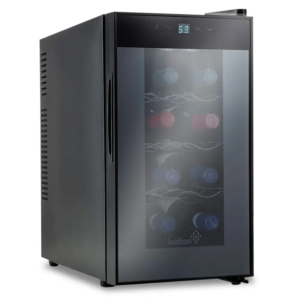 Ivation 8 Bottle Thermoelectric Wine Cooler, Quiet Freestanding Wine Fridge, Onyx