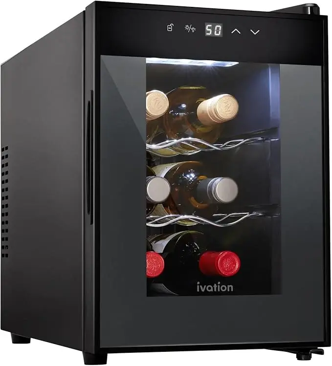Ivation Preferred 6 Bottle Horizontal Thermoelectric Wine Cooler/Chiller Counter Top Red & White Wine Cellar w/Digital Tem...