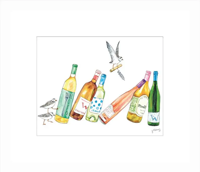 Wine Dominos Watercolor Jackie Maloney