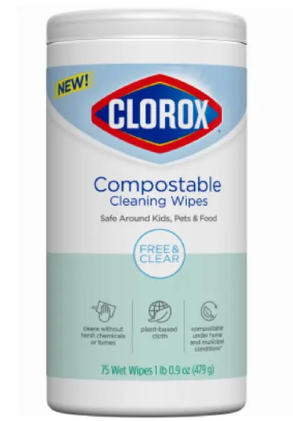 Clorox 32486 Compostable Cleaning Wipes Free & Clear 75 Count