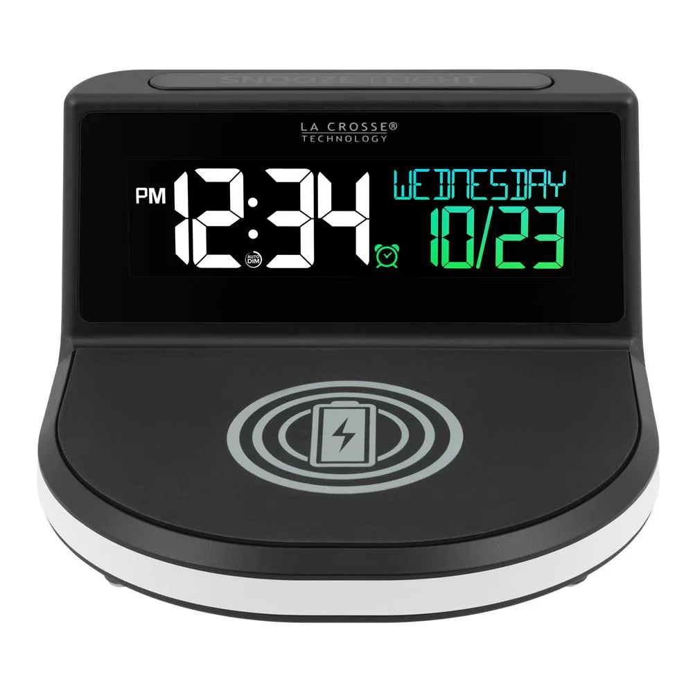 La Crosse Technology Wireless Charging Alarm Clock Glowing Light Base