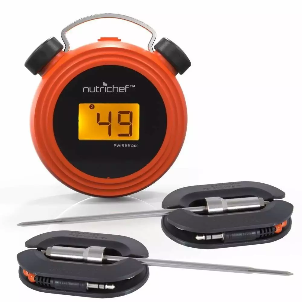Intelligent Bluetooth BBQ Grill Thermometer Stainless Dual Probes Digital Display Smart Bluetooth