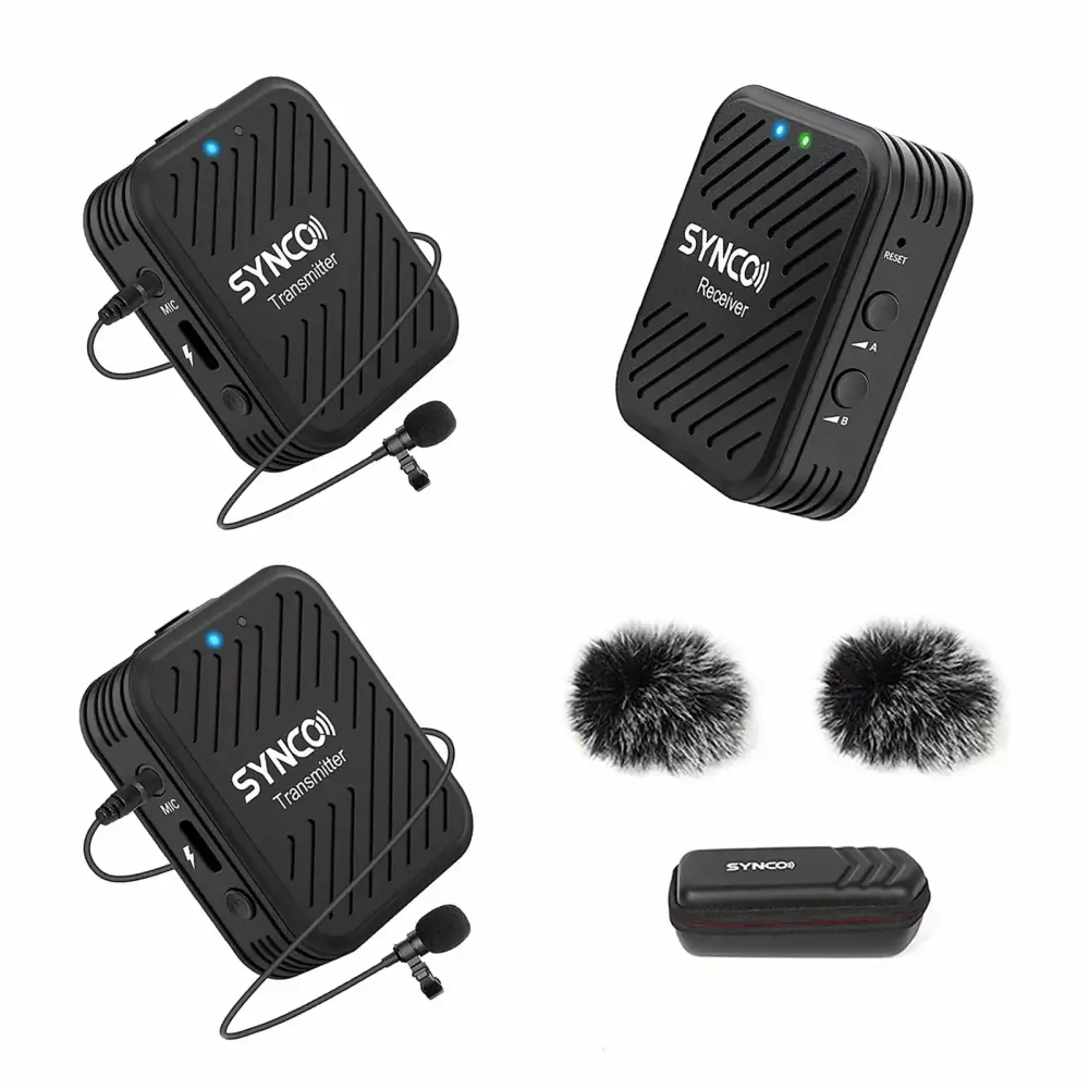 Andoer SYNCO G1(A2) 2.4G Wireless Microphone System 2 Transmitters Lavalier Mics Smartphone Camcorder Vlog Live Streaming ...