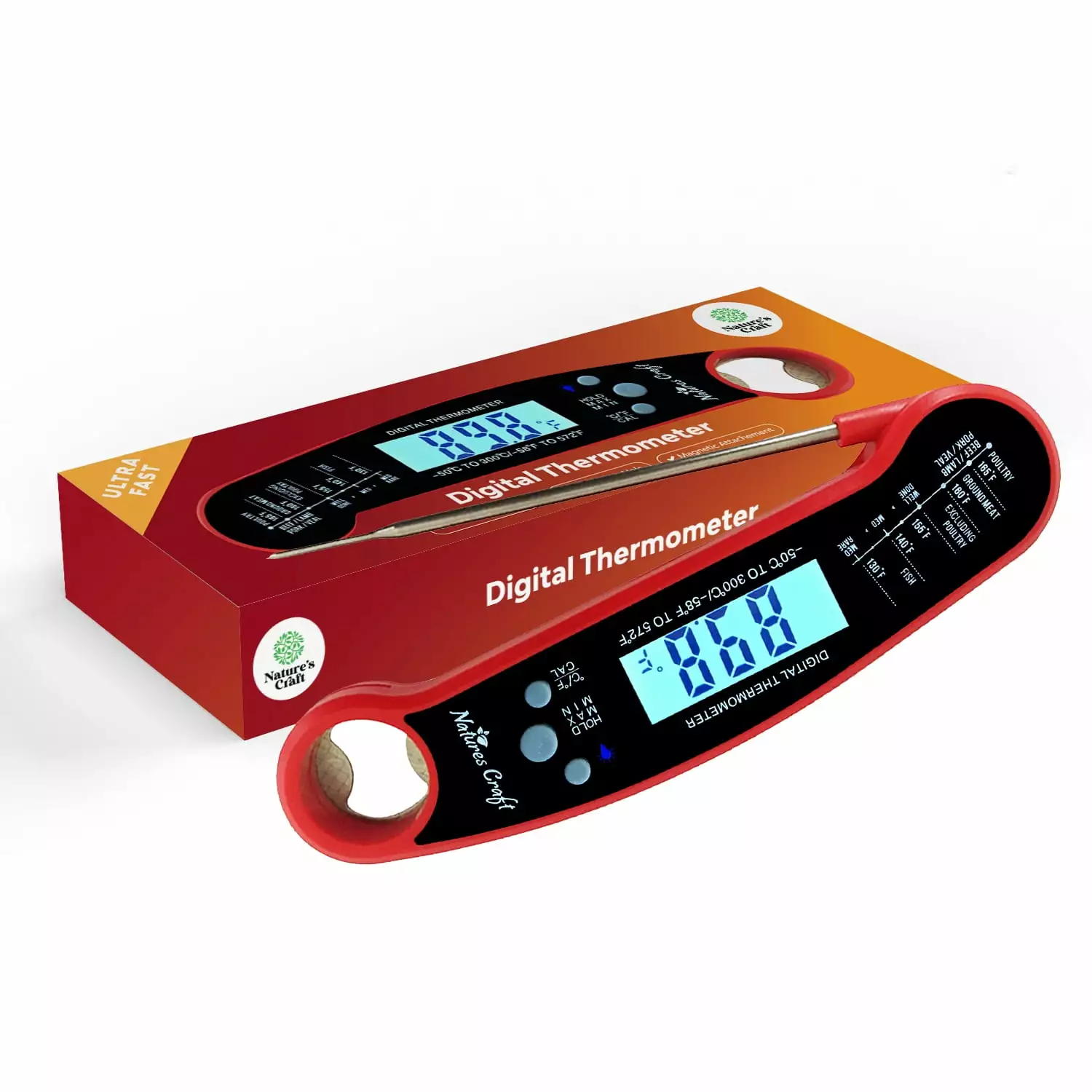 Meat Thermometer Grilling Digital Instant Read Wireless Cooking Thermometer BBQ and Kitchen Natures Craft