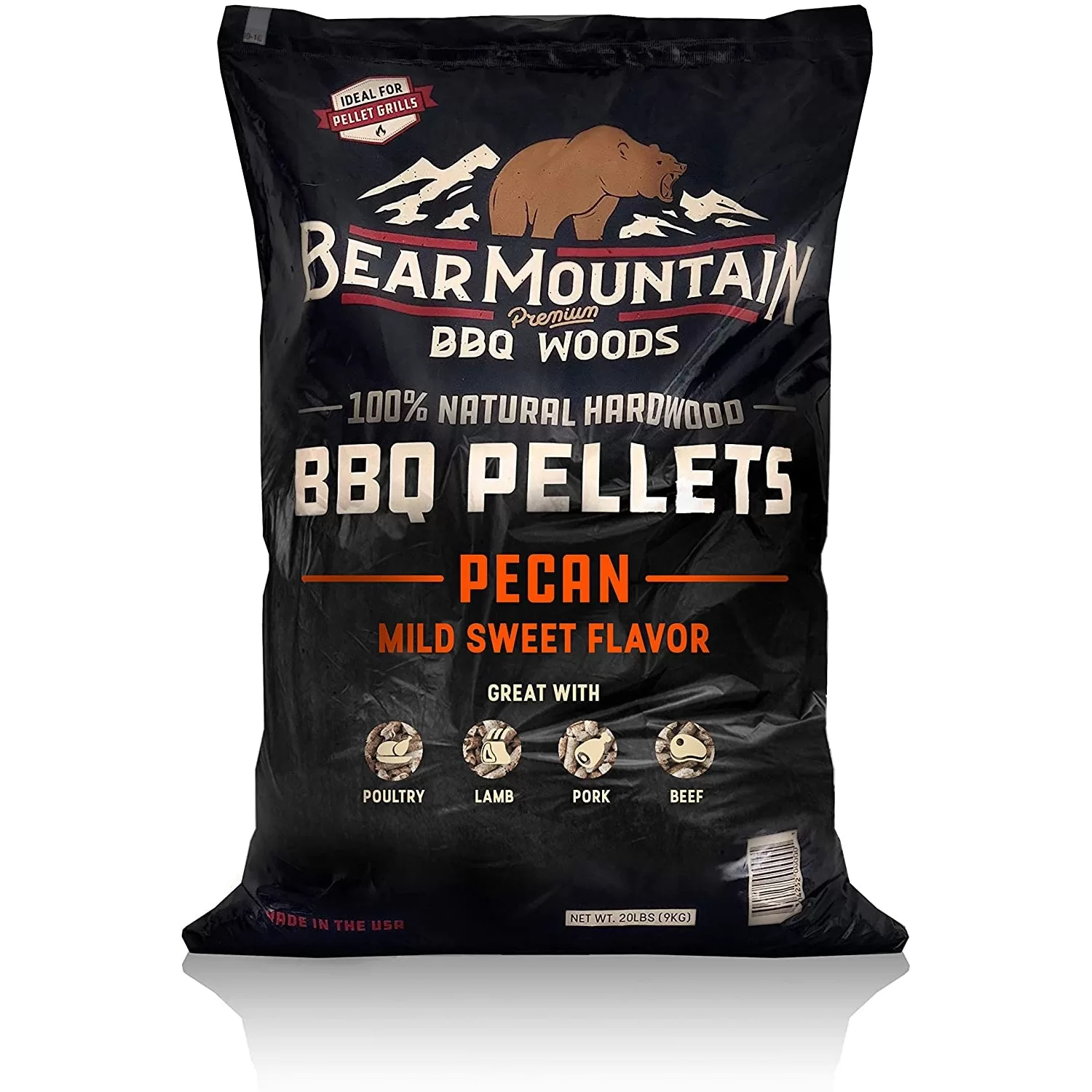 Bear Mountain BBQ 100% Natural Hardwood Pecan Sweet Flavor Pellets 20 lb Smoker Fuel