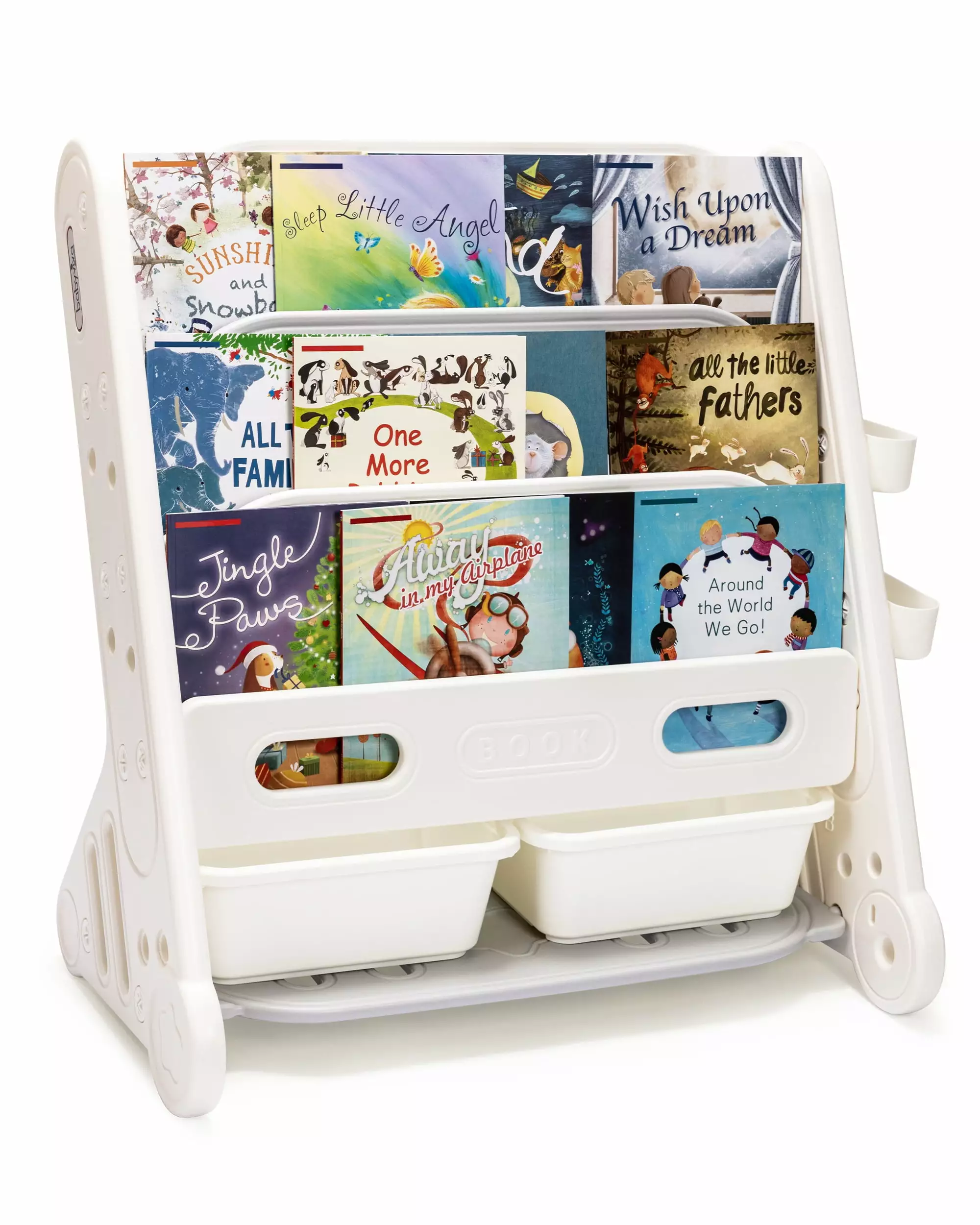 White 3 Tier Kids Wooden Bookshelf Baby Storage Book Rack Book Display Playroom Bedroom Toddler Room Nursery Classroom SUL...