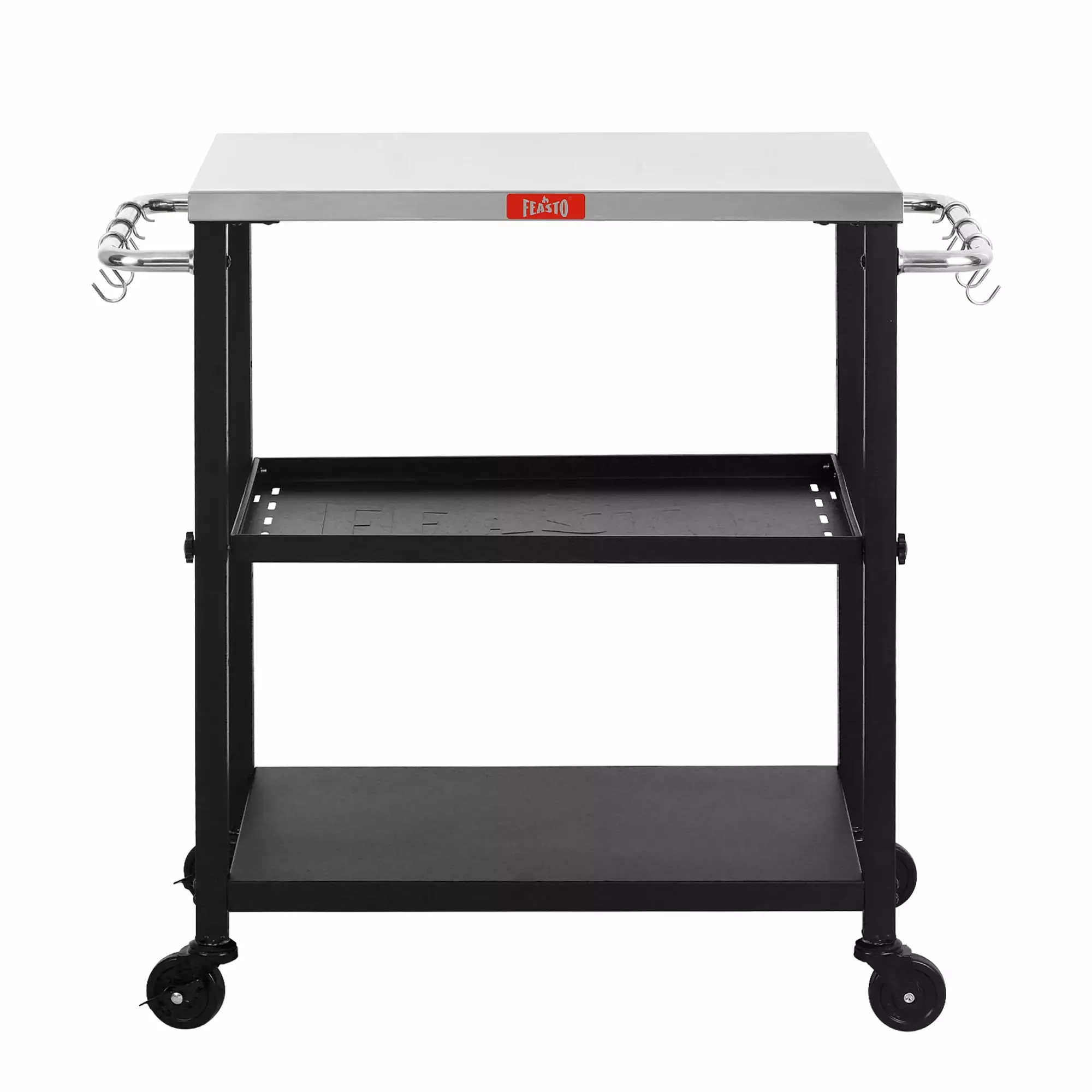 Feasto Adjustable 3-Tier Outdoor Indoor Food Prep Cart Stainless Steel Table Top