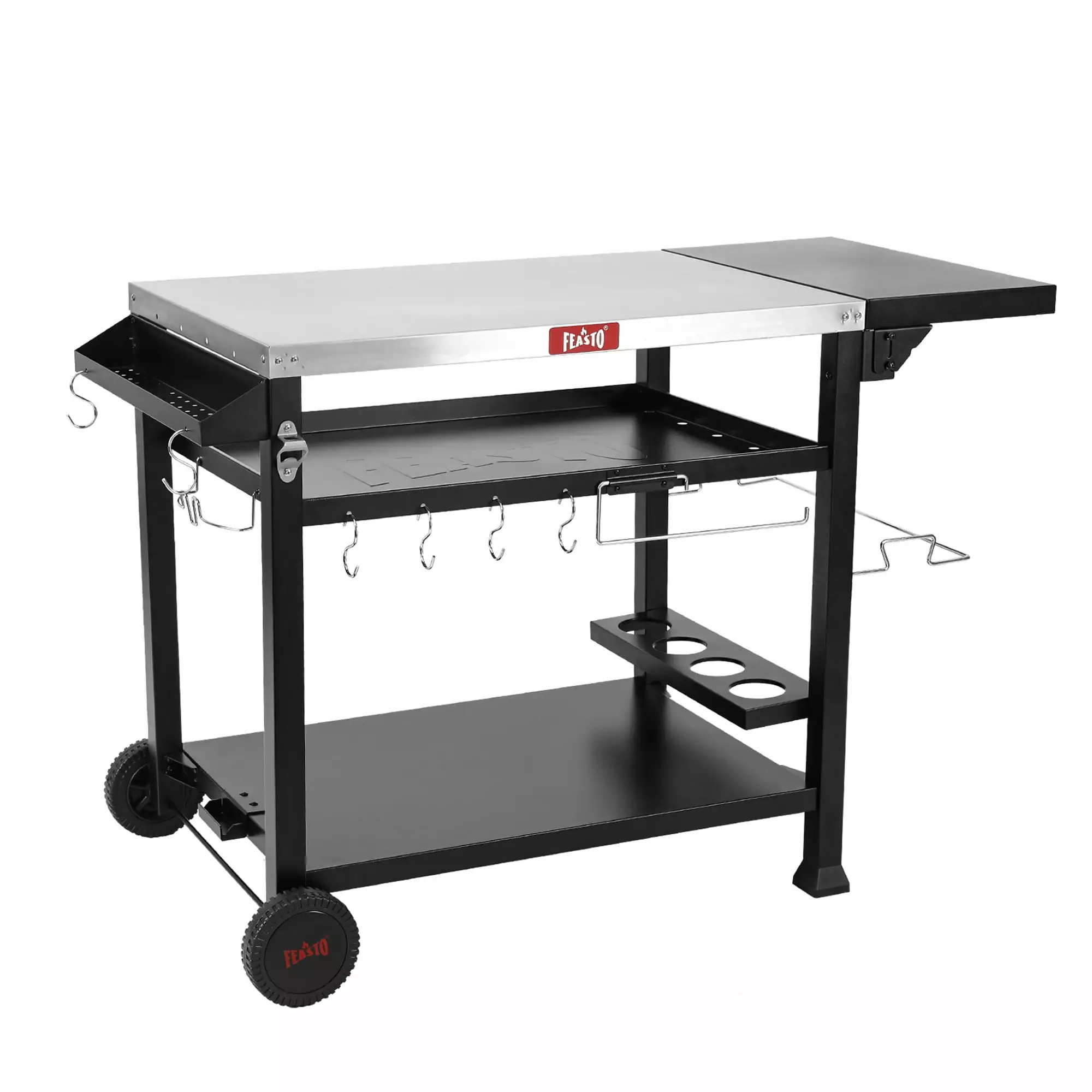 FEASTO L50 Stainless Steel Table Top 3-Shelf Movable Food Prep Cart Workbench